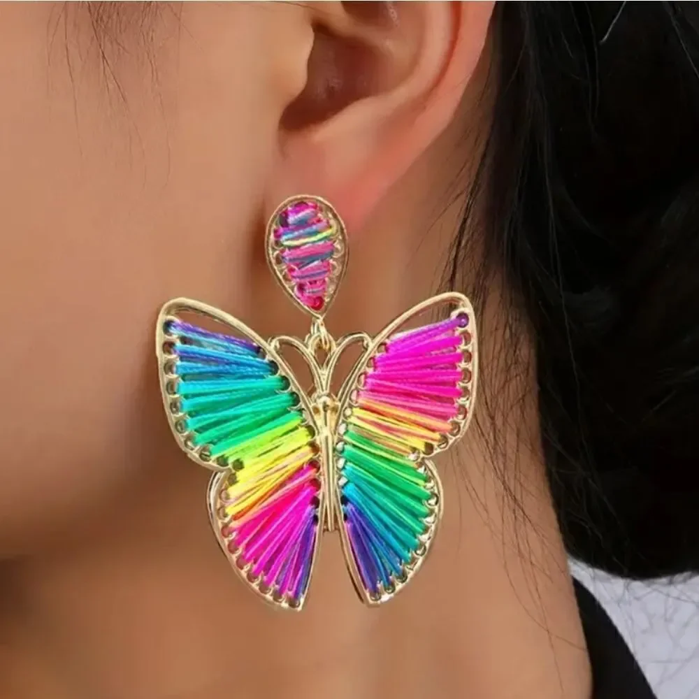 Butterfly earrings cotton thread